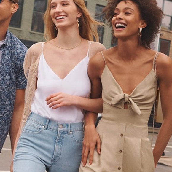 Express | NWT Linen-Blend Button Front Tie Midi Dress - Picture 3 of 16